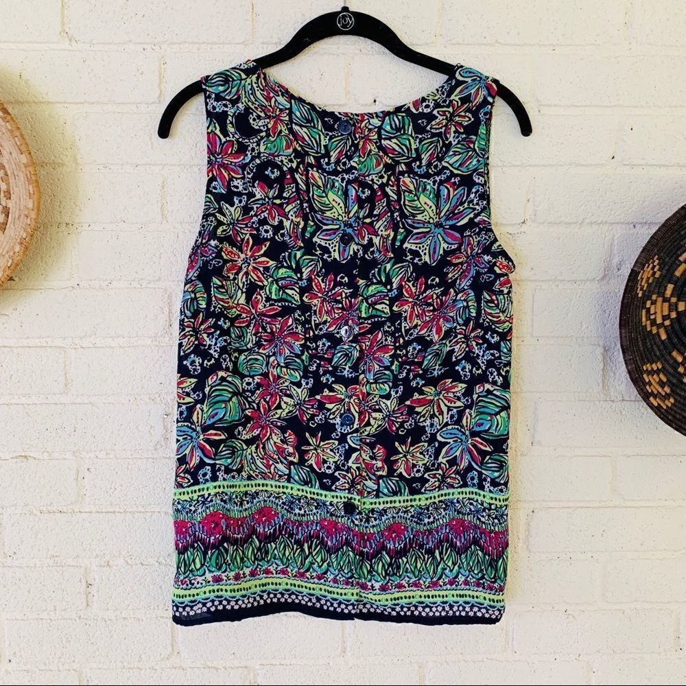 Cynthia Rowley Pattern Button Down Back Tank - Picture 6 of 6